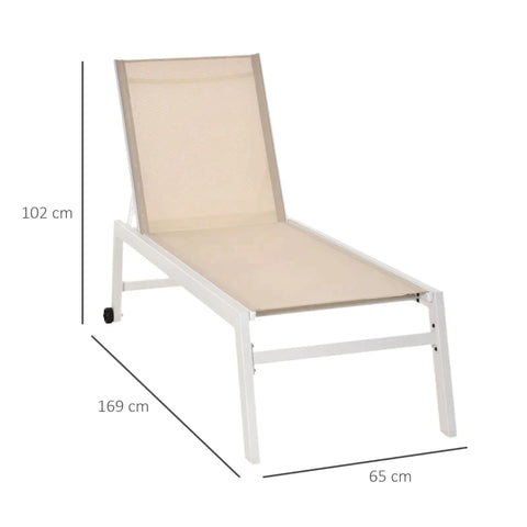 Rootz Gartenliege – Sonnenliegen – Stoffliegen – Cremeweiß – 202 x 65 x 43 cm