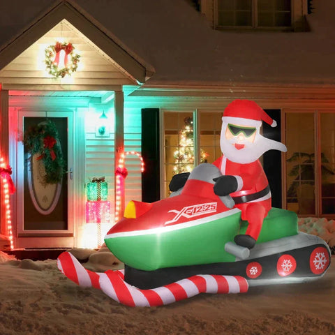 Rootz Christmas Snowman - Inflatable Santa Claus Snowman - Christmas Decoration - Led Figure - Green/Red - 210 x 110 x 160 cm