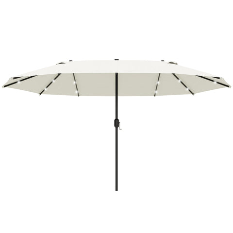 Rootz Double Sided Parasol - Parasol - Sun Umbrella - With LED Solar Lights - Cream White - 440 x 260 cm