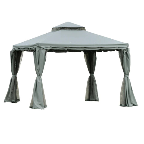 Rootz Garden Pavilion - Pavilion - Party Tent - Garden Tent With 4 x Side Walls - Gray - 3 x 3 m