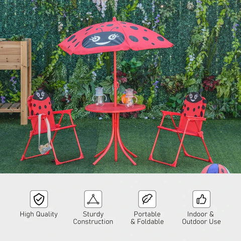 Rootz Kids Dining Set - Children's Seating Group - Table And Chairs Set - Parasol - 39 cm x 38 cm x 52 cm