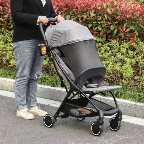 Rootz Baby Stroller - Stroller With Footrest - Five-Point Harness - Foldable Pushchair - Grey - 66 cm x 49 cm x 105 cm