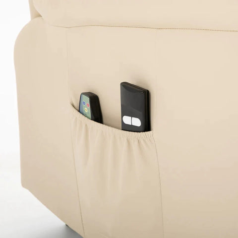 Rootz Electric Massage Chair - Electric Massage Lounger - Electric Stand-up Chair - Massage Chair - Vibrating Massage Chair - Relaxation Chair - PU Leather - Cream White