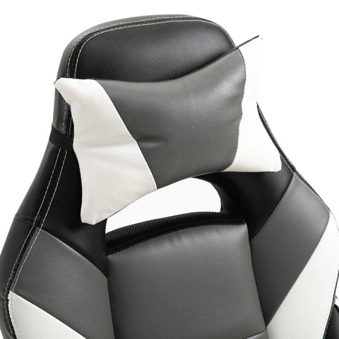Rootz Gaming Chair - Massage Chair - Office Chair - Swivel Chair - Ergonomic Faux Leather - Foam - Grey+White+Black