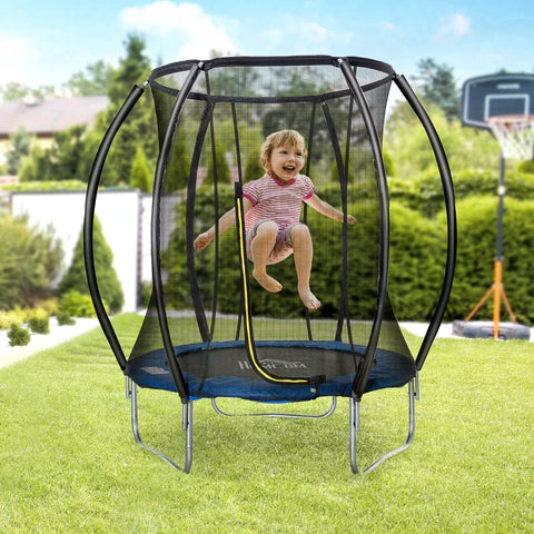 Rootz Trampoline - Garden Trampoline - With A Safety Net - For Coordination - Train Edge Cover Padded - Up To 100 Kg - Steel - Black - PP plastic/PVC plastic