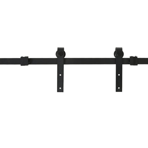Rootz schuifdeurset - schuifdeursysteem - looprail - houten schuifdeuraccessoires - koolstofstaal - zwart - 200 x 0,6 x 18 cm