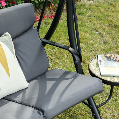 Rootz Gartenschaukel – Stahl/Polyester – 3-Sitzer-Schaukel – Modern – Grau/Schwarz – 278 x 125 x 177 cm