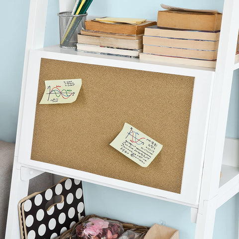 Rootz White Storage Display Shelving Ladder Shelf Bookcase with Desk/Memo Board and 3 Shelves