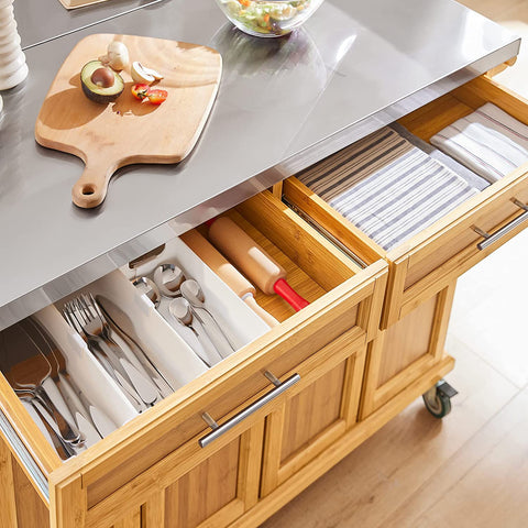 Rootz Extendable Kitchen Storage Trolley - Kitchen Cabinet - Cupboard - Sideboard Kitchen Island