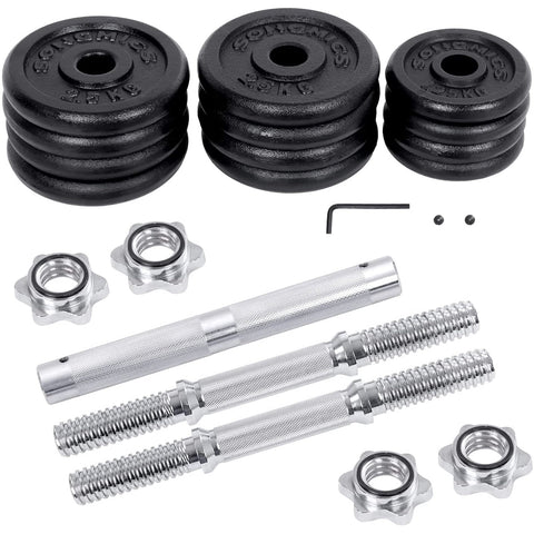 Rootz Dumbbell Set - Adjustable - Connecting Tube - 8 x 2.5 kg - 4 x 1.25 kg - Anti-Slip - Cast Iron
