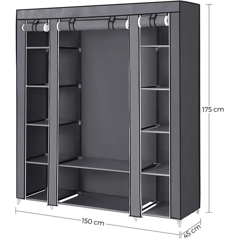 Rootz XXL Wardrobe - Fabric Closet - Folding Closet With 3 Rollable Doors