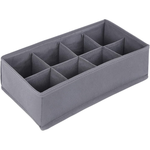 Rootz Storage Boxes - Drawer Organizer - Compartments - Foldable - Underwear - Socks - Ties - Fabric - Set Of 4 - Dark Gray