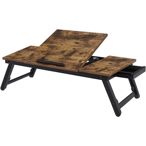 Rootz Laptop Table - Laptop Stand - Notebook Table - Breakfast Tray - Foldable Legs - Height Adjustable - Up to 14.3 Inch - Brown - Black - 71 x 35 x 23 cm