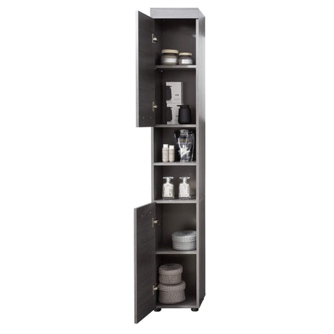 Rootz Bathroom Under Cabinet Runner - Stylish Storage Tower - Elegant Tall Organizer - Smoke Silver Bath Cupboard - 30x190x31cm