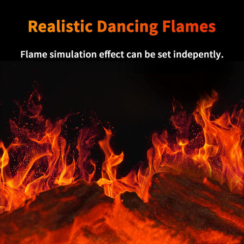 Rootz Space Heater - Electric Heater - 3 Modes - 10-49°c - With Remote Control - Led Flames Freestanding - Black - 33.7 x 25.5 x 60.4 cm