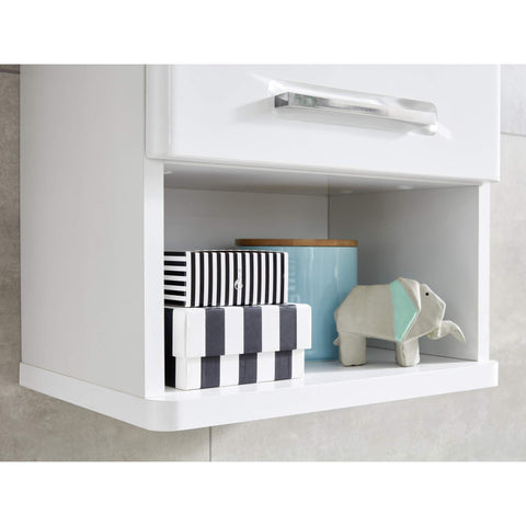Rootz Bathroom Wall Cabinet - Hanging Storage - Wall Unit - Mounted Shelf - Bath Organizer - Vanity Cupboard - Glossy White - 37x76x28 cm