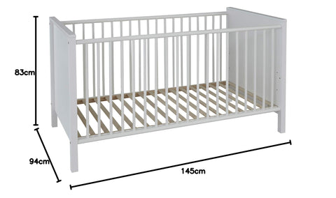Rootz Baby Bed - Infant Cot - Child's Cradle - Toddler Sleeper - Nursery Furniture - Kid's Bedstead - White Decor - 76 x 83 x 147 cm