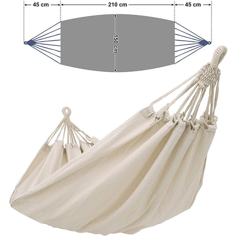Rootz Hangmat - 2 Persoons - Transporttas - Bevestigingsbanden - Beige - 210 x 150 cm 
