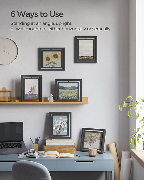 Rootz Picture Frame - Rotating Photo Frames - Set of 10 Rotating Photo Frames - Wall-Mounted Frames - Gallery Wall Frames - Photo Display Frames - White - 32.8 x 28.7 cm