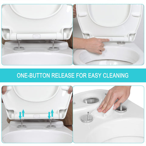 Rootz Toilet Seat - WC Lid - Lavatory Cover - Bathroom Accessory - Loo Top - Restroom Fixture - John Lid - White (WS2586) - 19.2 x 15.8 x 2.7 inches.