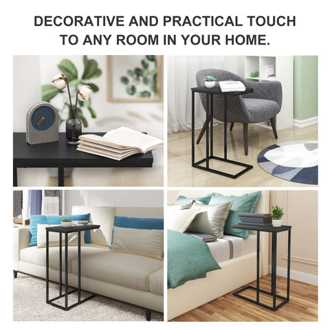 Rootz Side Table - Coffee Table - Couch Table - Sofa Table - Nightstand - Laptop Stand - Black - 45x25x63.5cm