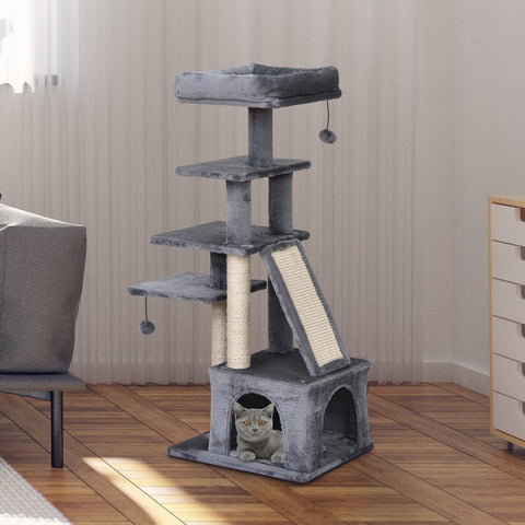 Rootz Scratching Post - Scratching Trunk - XL - Climbing Tree - Plush - Grey