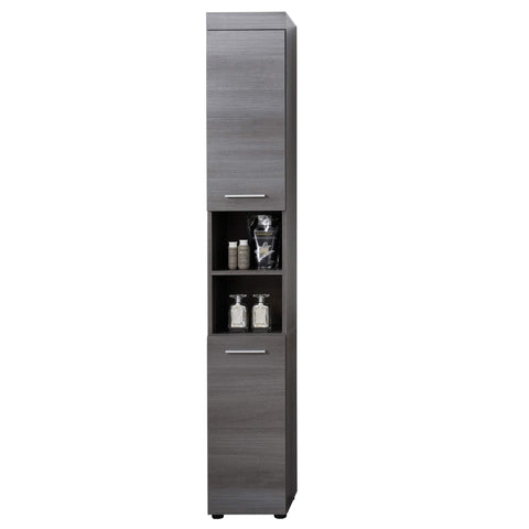 Rootz Bathroom Under Cabinet Runner - Stylish Storage Tower - Elegant Tall Organizer - Smoke Silver Bath Cupboard - 30x190x31cm