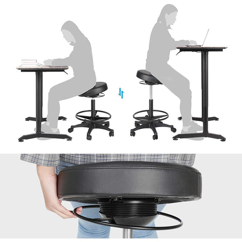 Rootz Swivel on Wheels - Stool - Footrest - Chair - Diameter 38.5cm - Black