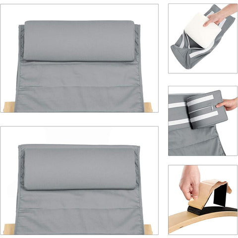 Rootz Rocking Chair - Relax Chair - Armrests - 5-Way Adjustable Footrest - Birch Wood - Gray - Beige - 67 x 115 x 91 cm