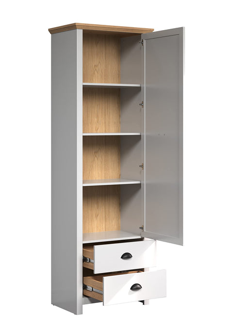 Rootz Landside Garderobenschrank - Wardrobe - Clothes Cabinet - Apparel Closet - Storage Unit - Clothing Armoire - Garment Holder - Light Grey/Artisan Oak - 65 x 201 x 41 cm.