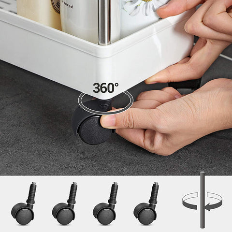 Rootz Kitchen trolley - Kitchen trolley - Serving trolley - 3 Levels - Space-saving - White - 40 x 12.5 x 60 cm