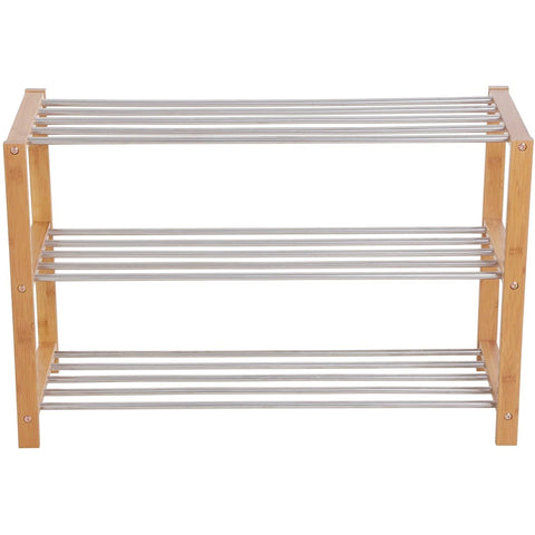 Rootz Schoenenrek - 3 Niveaus - Schoenenopberger - Naturel - Wit - 80 x 50 x 30 cm