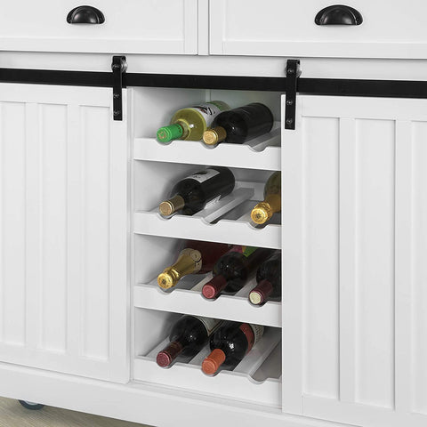 Rootz Keukenopbergwagen - Keukenkast - Kast - Dressoir - Keukeneiland met RVS Bovenblad &amp; 2 Schuifdeuren