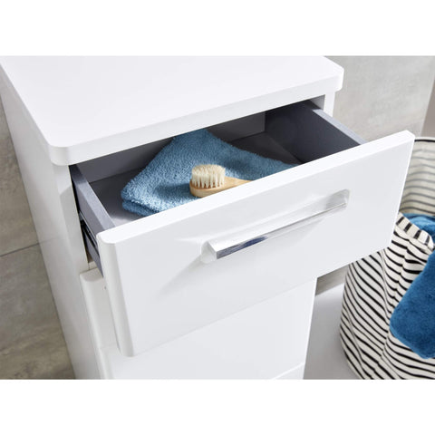 Rootz Bathroom Cabinet - Dresser - Stand - Storage Unit - Cupboard - Sideboard - White - 37 x 87 x 34cm