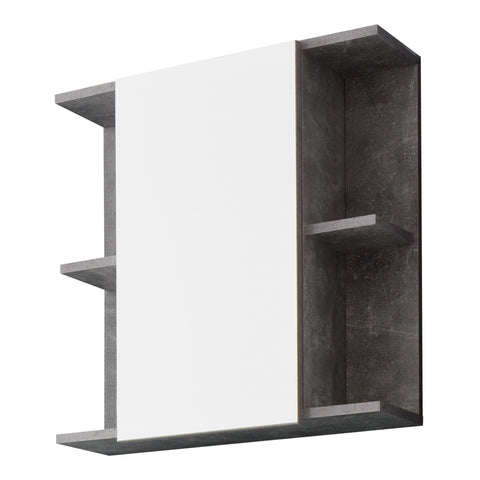Rootz Mirror Cabinet - Reflective Storage - Wall Unit - Vanity Organizer - Bath Furniture - Reflection Case - Washroom Locker - Concrete Stone Melamine - 60cmx62cmx20cm