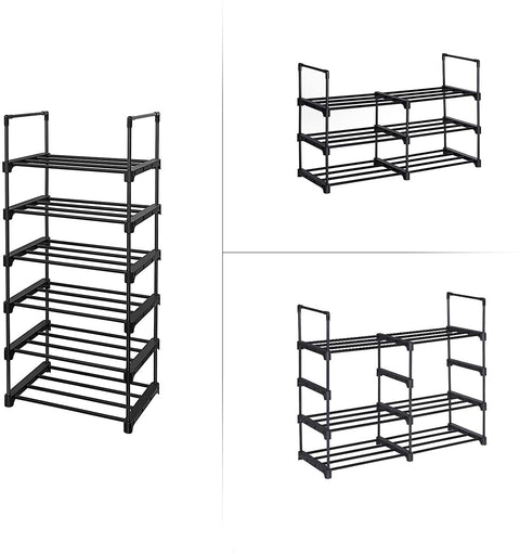Rootz Schuhregal – Schuh-Organizer – 6 Regale – multifunktional – Schwarz – Metall – 45 x 30 x 106 cm
