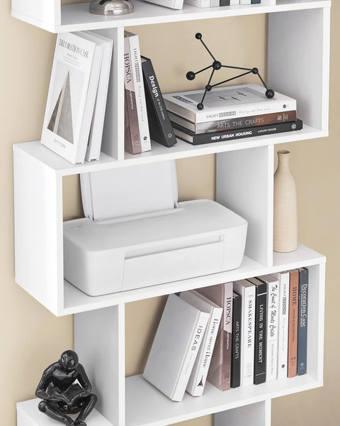 Rootz Bookcase - Shelf with 6 levels - Floor standing shelf - Office shelf - Living room, bedroom and office - White - (24 x 70 x 190.5 cm)
