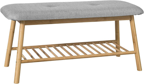 Rootz Bamboe Schoenenrek - Schoenenbank met Zitkussen - Gang - B91 × D34 × H45cm