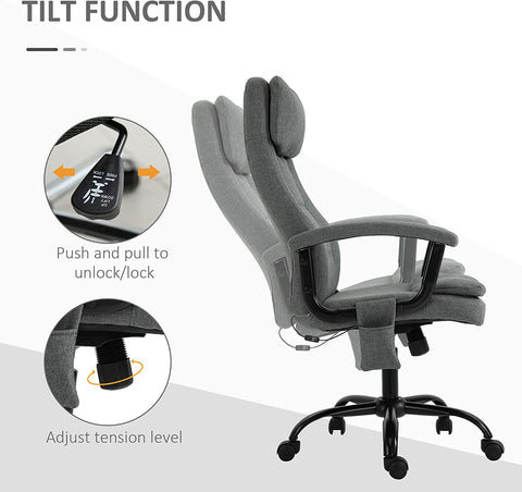 Rootz Bürostuhl – Massagestuhl – Chefsessel – Gaming-Stuhl – Drehstuhl – Grau – 63 x 70 x 112–121 cm