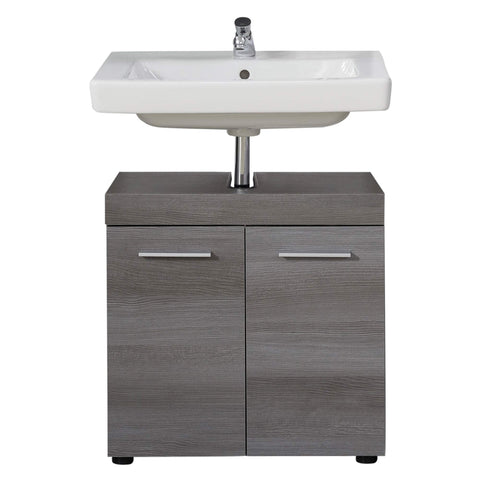 Rootz Badkamer Wastafel Opbergkast - Stijlvolle Vanity Organizer - Chique Badkast - Smoke Silver Elegance - 58x57x31 cm