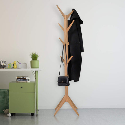 Rootz Kledingrek - Kledingkaststandaard - Kledinghouder - Kledinghanger - Kledingorganisator - Outfit-display - Kapstok - Naturel - 180 cm hoogte x 43 cm x 43 cm basis