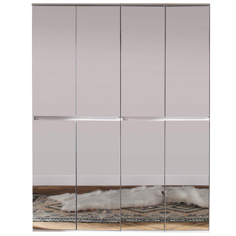 Rootz Wardrobe with Mirror - Closet - Storage Cabinet - Armoire - Clothes Organizer - Dressing Unit - White Melamine - 148 x 191 x 34 cm