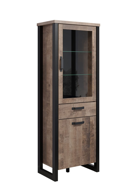 Rootz Wooden Display - Furniture - Furnishing - Showcase - Item Piece - Creation - Article - Brown & Black - 70 x 195 x 45 cm