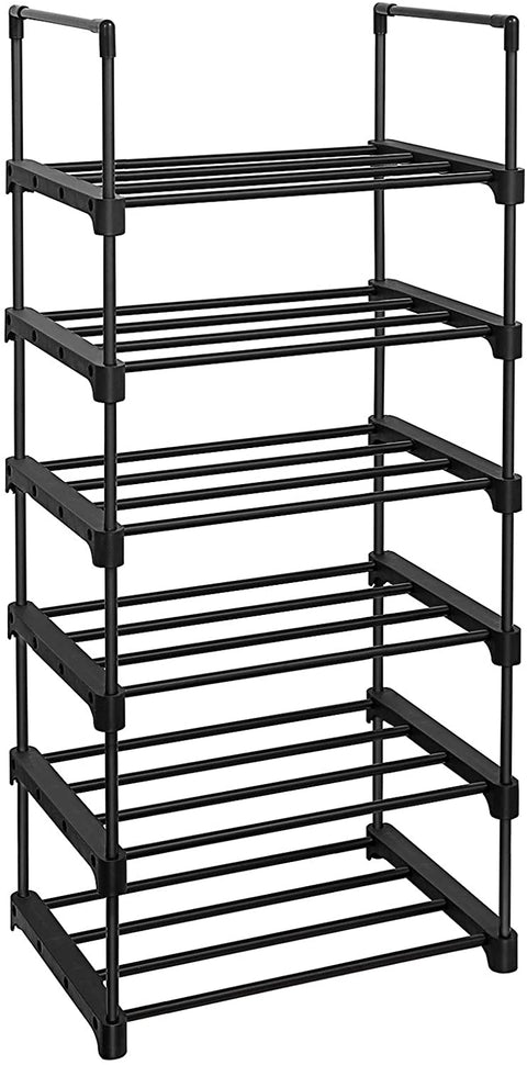 Rootz Schuhregal – Schuh-Organizer – 6 Regale – multifunktional – Schwarz – Metall – 45 x 30 x 106 cm