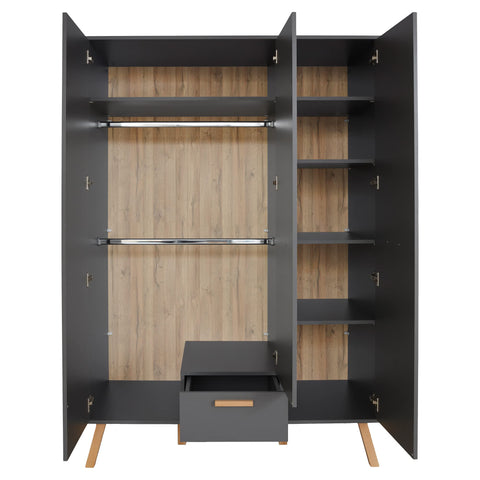 Rootz Baby Room Wardrobe - Cabinet - Closet - Storage - Armoire - Cupboard - Dresser - Grey - 130 x 190 x 60 cm