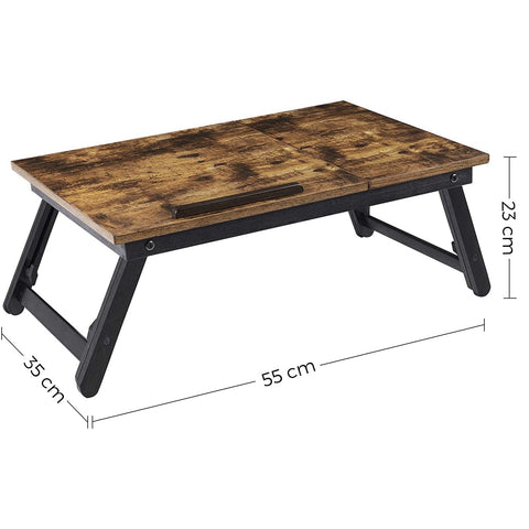 Rootz Laptop Stand - Laptop Holder - For Bed and Couch - Breakfast Table - Height Adjustable - 15.6 Inch - Brown - Black - Industrial