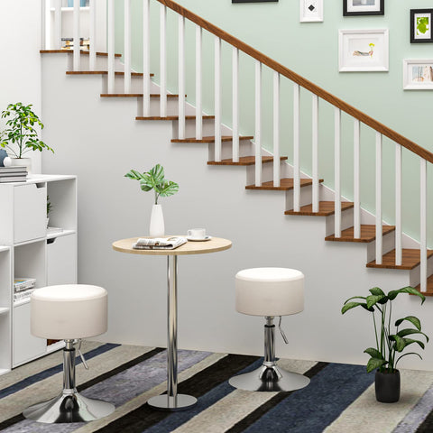 Rootz Designer Hocker - Stool - Seating Chair - Swivel Seat - Adjustable Chair - Modern Stool - Rotating Seat - White - 15.7x15.7x10.2inches