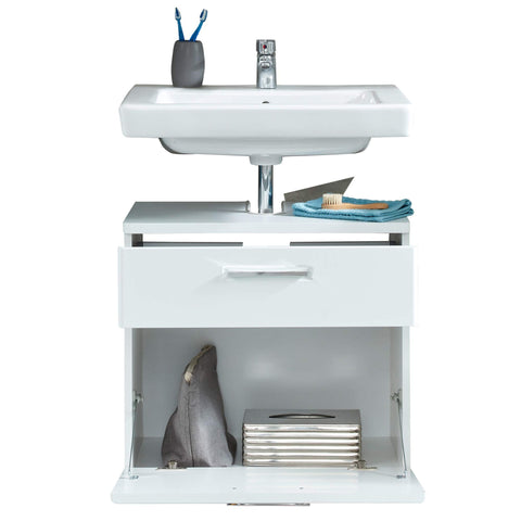 Rootz Bathroom Vanity Unit - Storage Cabinet - Washbasin Stand - Sink Base - Bathroom Organizer - Under-sink Cabinet - Bath Storage - White - 60 x 58 x 38 cm