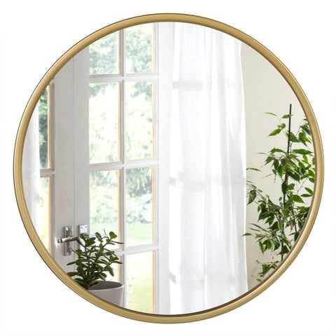 Rootz Runder Wandspiegel - Round Mirror - Wall Reflecter - Decorative Glass - Vanity Mirror - Hanging Mirror - Room Accent - Golden - 19.0 x 18.7 x 3.2 inches