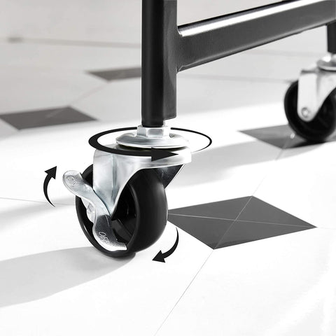 Rootz Kitchen trolley - Kitchen trolley - Serving trolley - 3 Levels - 2 Brakes - Handles - Metal - Black